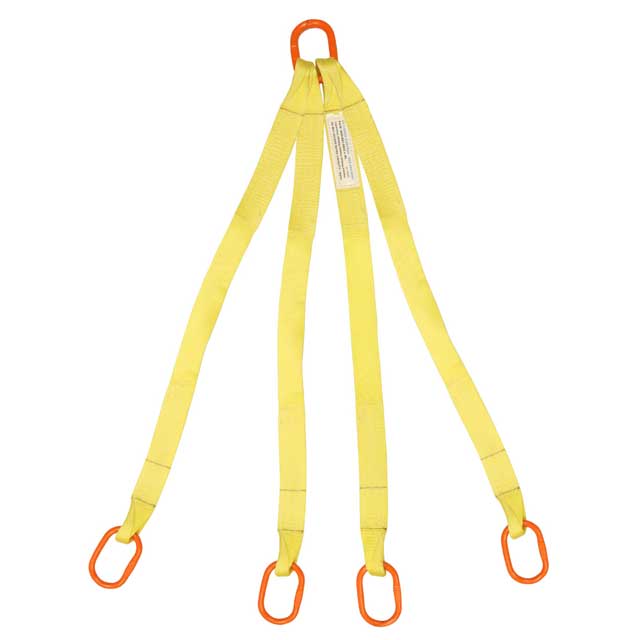 Quad (4) Leg Nylon Bridle Slings with Hooks, Oblongs or Loops