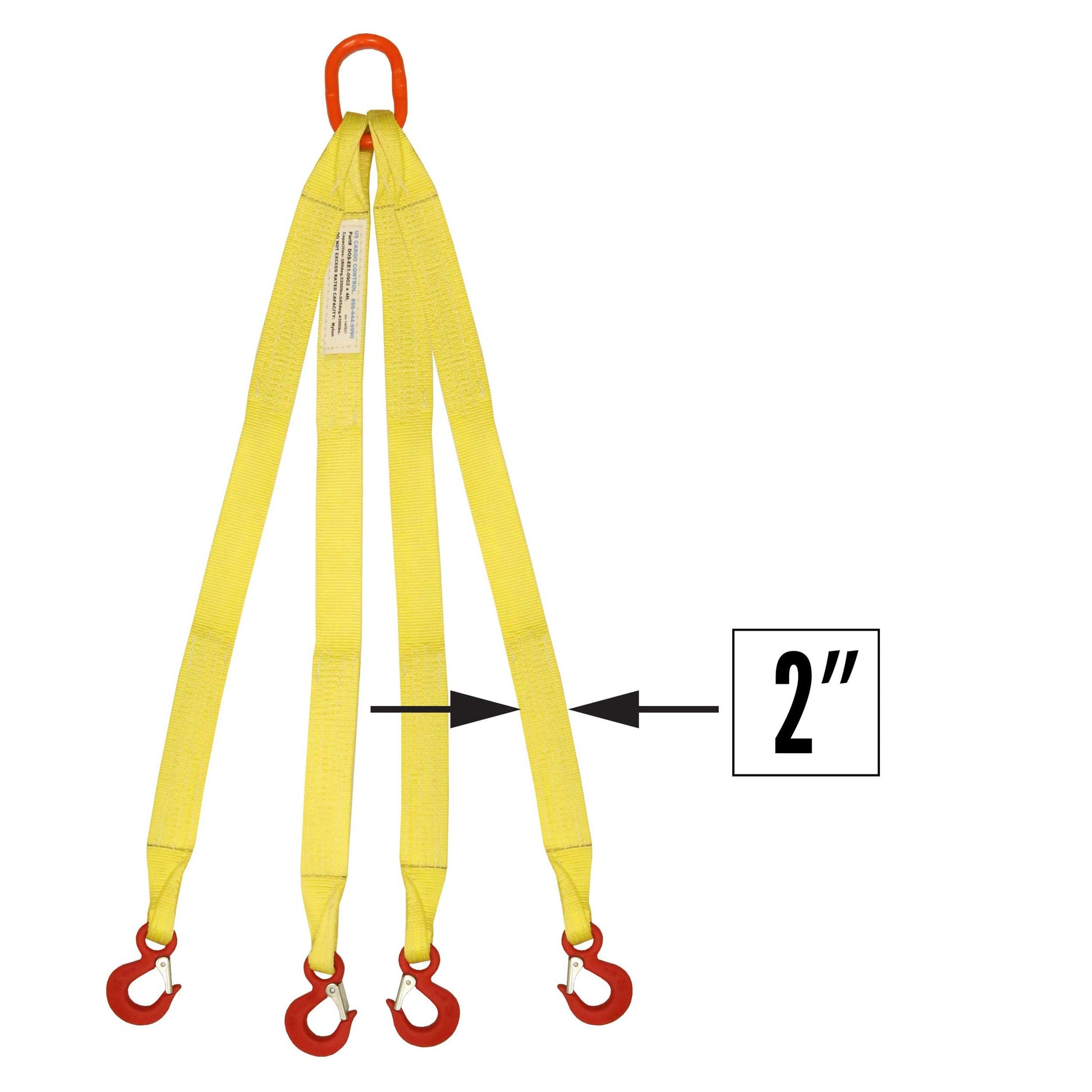 2 inchx18 foot (1 ply) Quad Leg Nylon Sling w Master Link & Sling Hook image 1 of 2