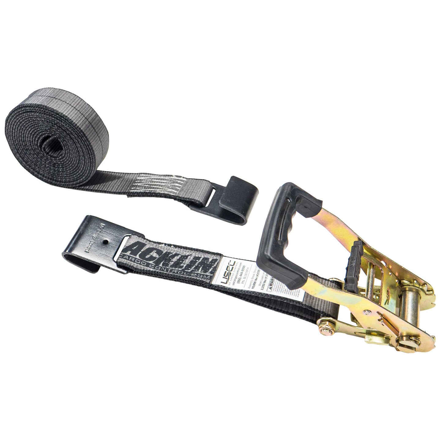 18' heavy-duty ratchet strap -  2" heavy duty blackline ratchet strap with flat hooks