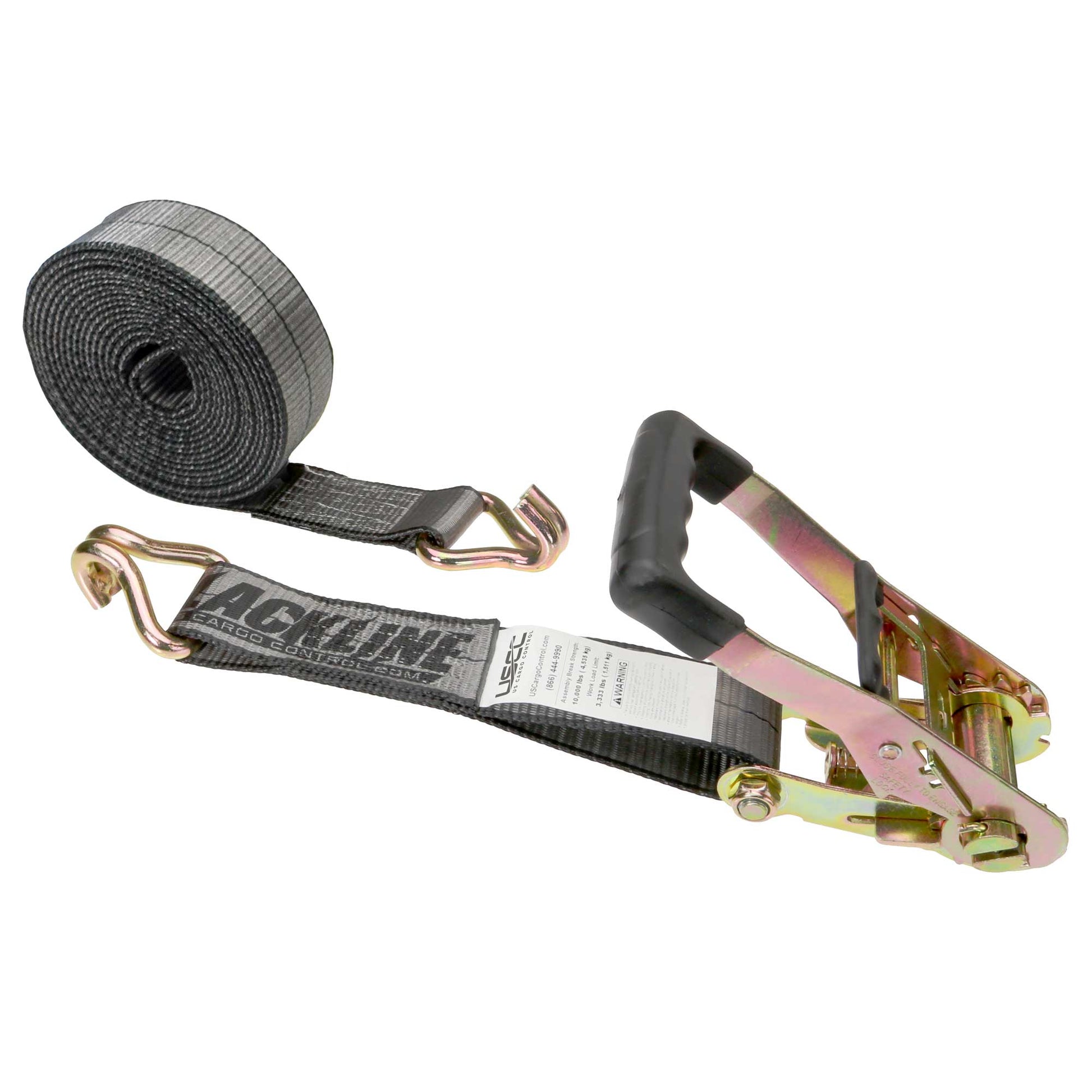 30' heavy-duty ratchet strap -  2" heavy duty blackline ratchet strap with wire hooks