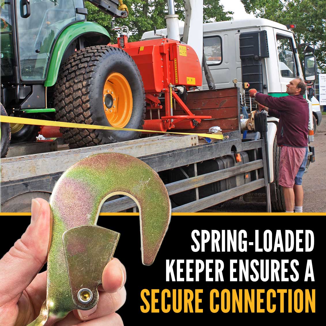 12' ratchet strap -  spring loaded keeper provides secure connection