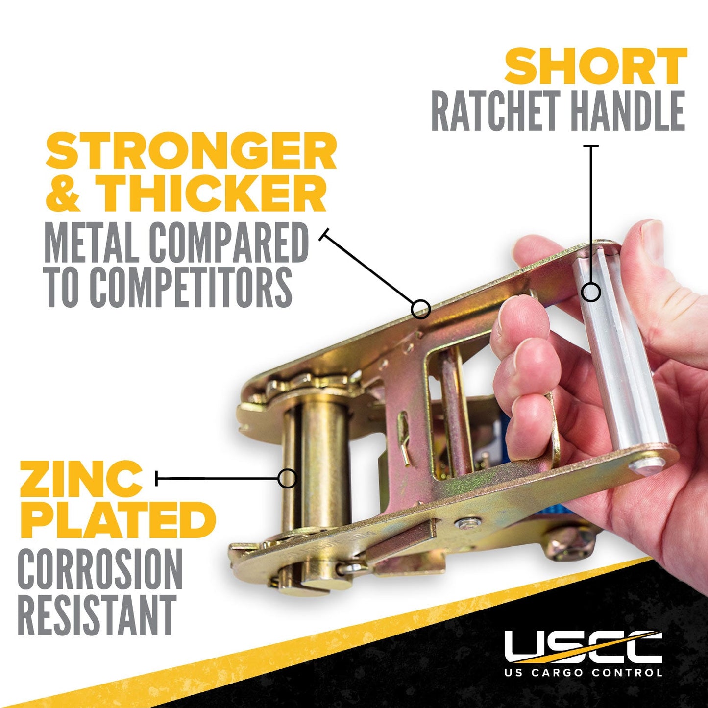 8' ratchet strap -  2" ratchet is strong and corrosion resistant