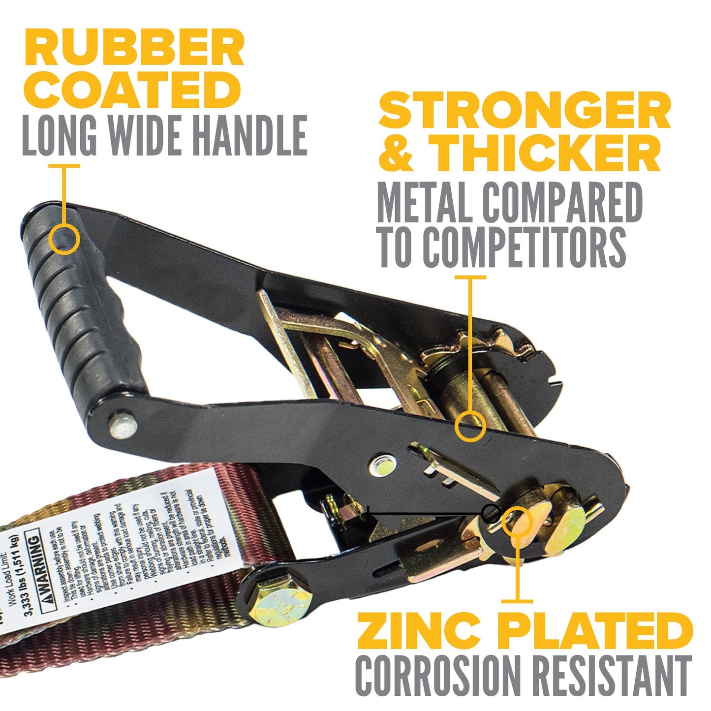 10' endless ratchet strap -  short handle ratchet is strong and corrosion resistant