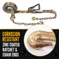 30' ratchet strap -  zinc coated hardware resists corrosion