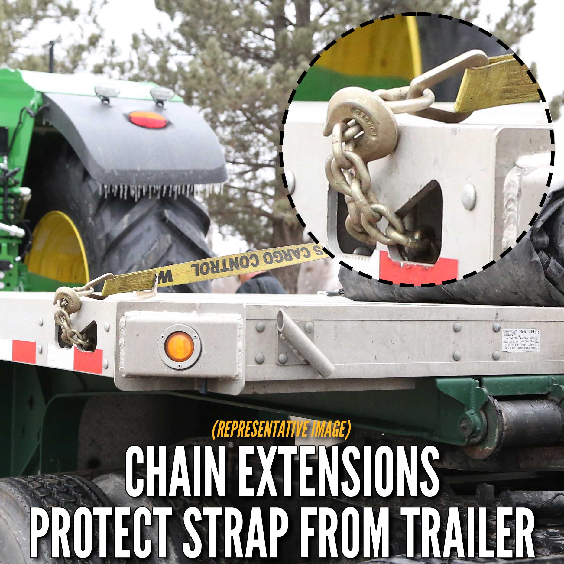 30' ratchet strap -  ratchet strap chain ends protect strap from trailer