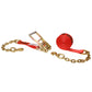 27' ratchet strap -  2" red chain end ratchet strap