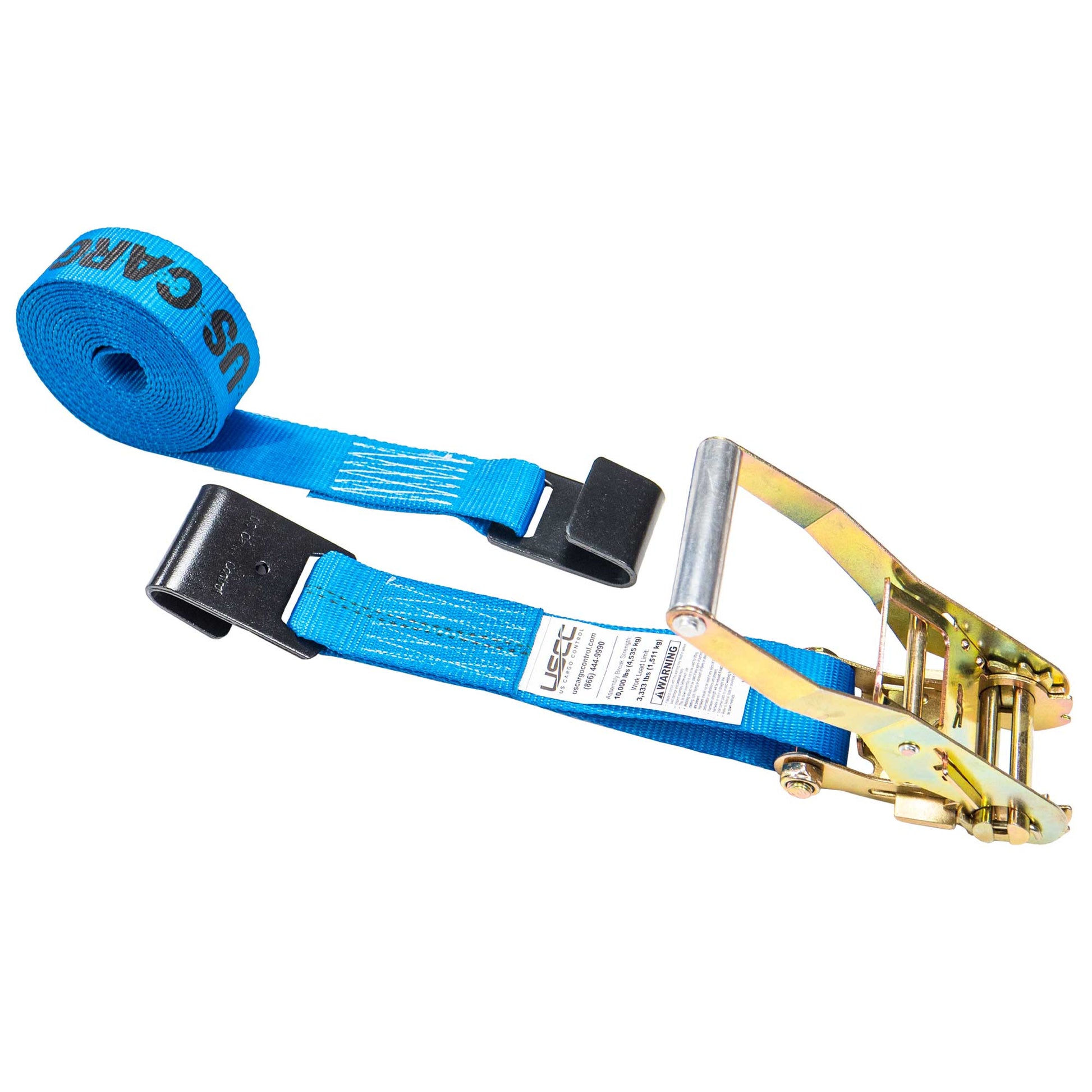 27' ratchet strap -  2" blue flat hook ratchet strap