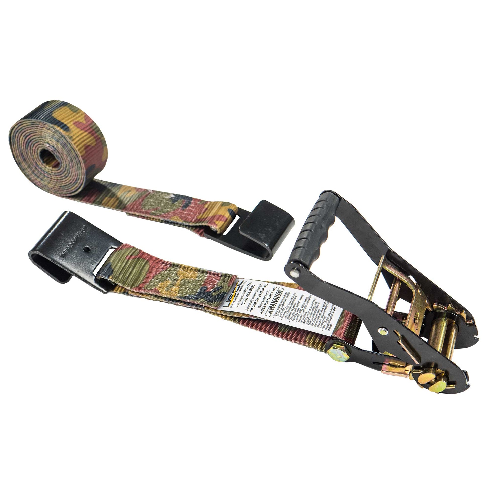 27' ratchet strap -  2" camo flat hook ratchet strap