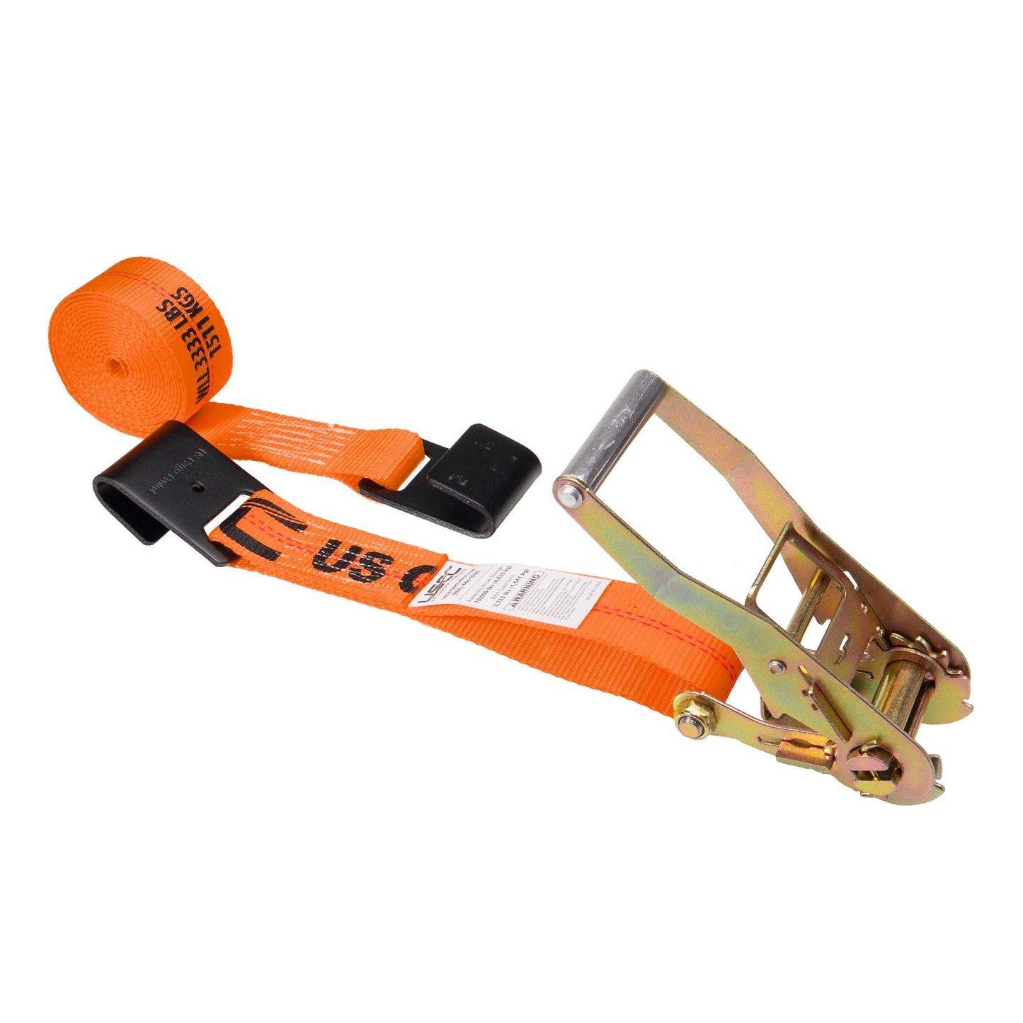 12' ratchet strap -  2" orange flat hook ratchet strap