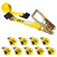 2" x 27' Ratchet Strap with Flat Hooks | Yellow | 10-Pack