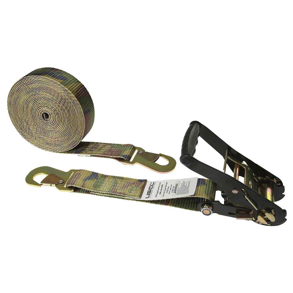 30' ratchet strap -  2" camo flat snap hook ratchet strap