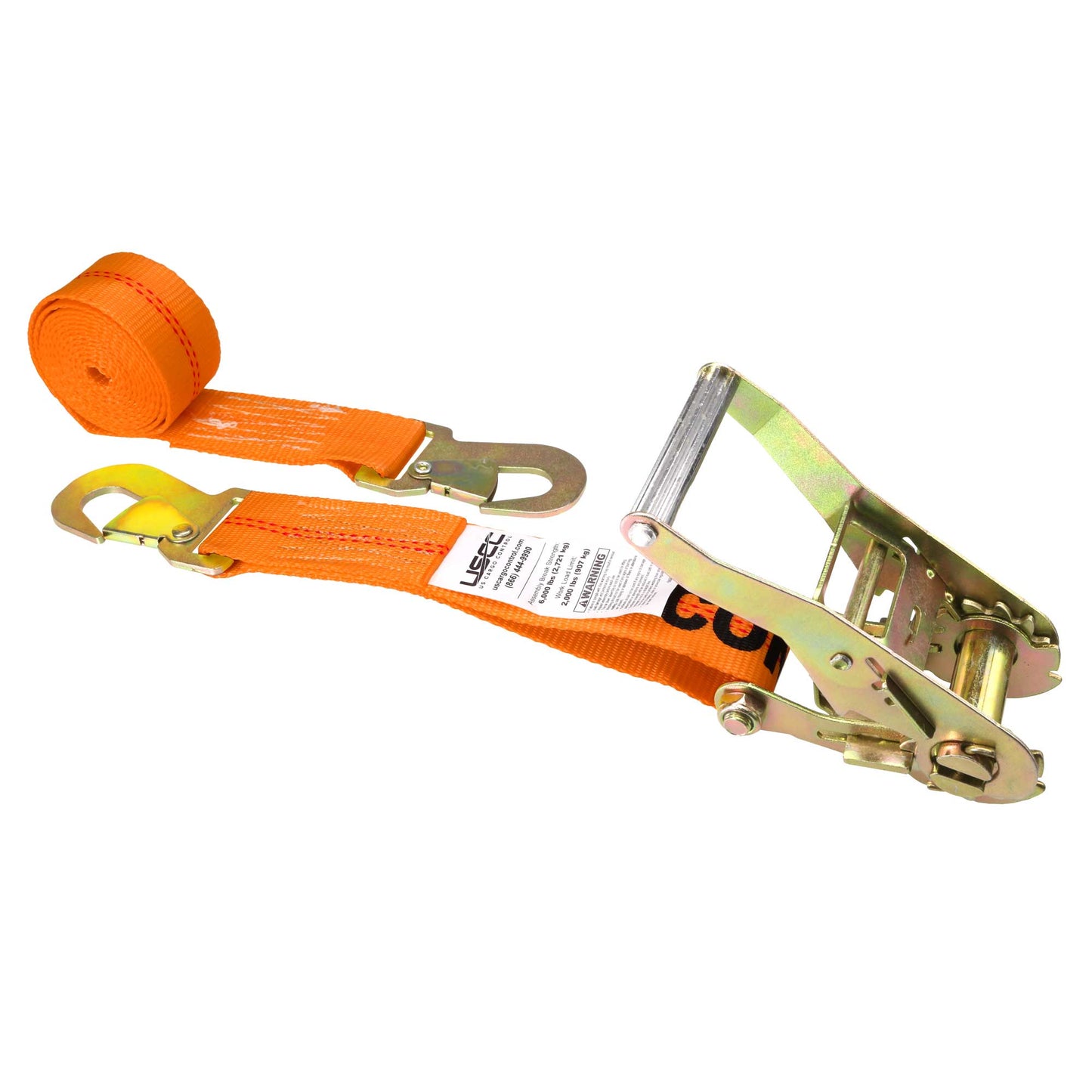 12' ratchet strap -  2" orange flat snap hook ratchet strap