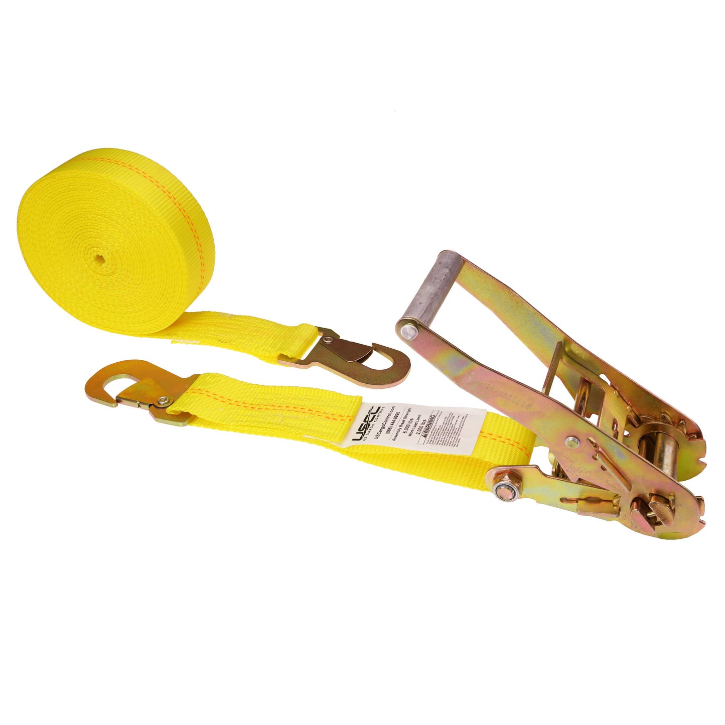 30' ratchet strap -  2" yellow flat snap hook ratchet strap