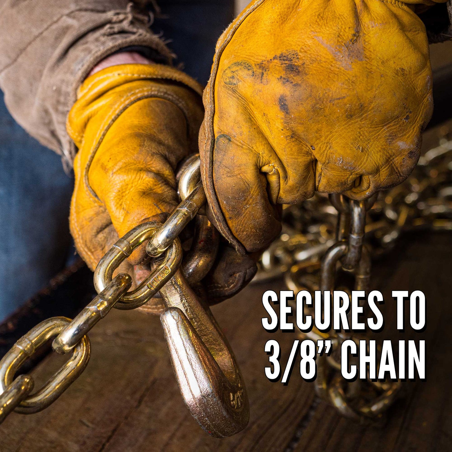 30' ratchet strap -  grab hooks secure to 3/8" chain