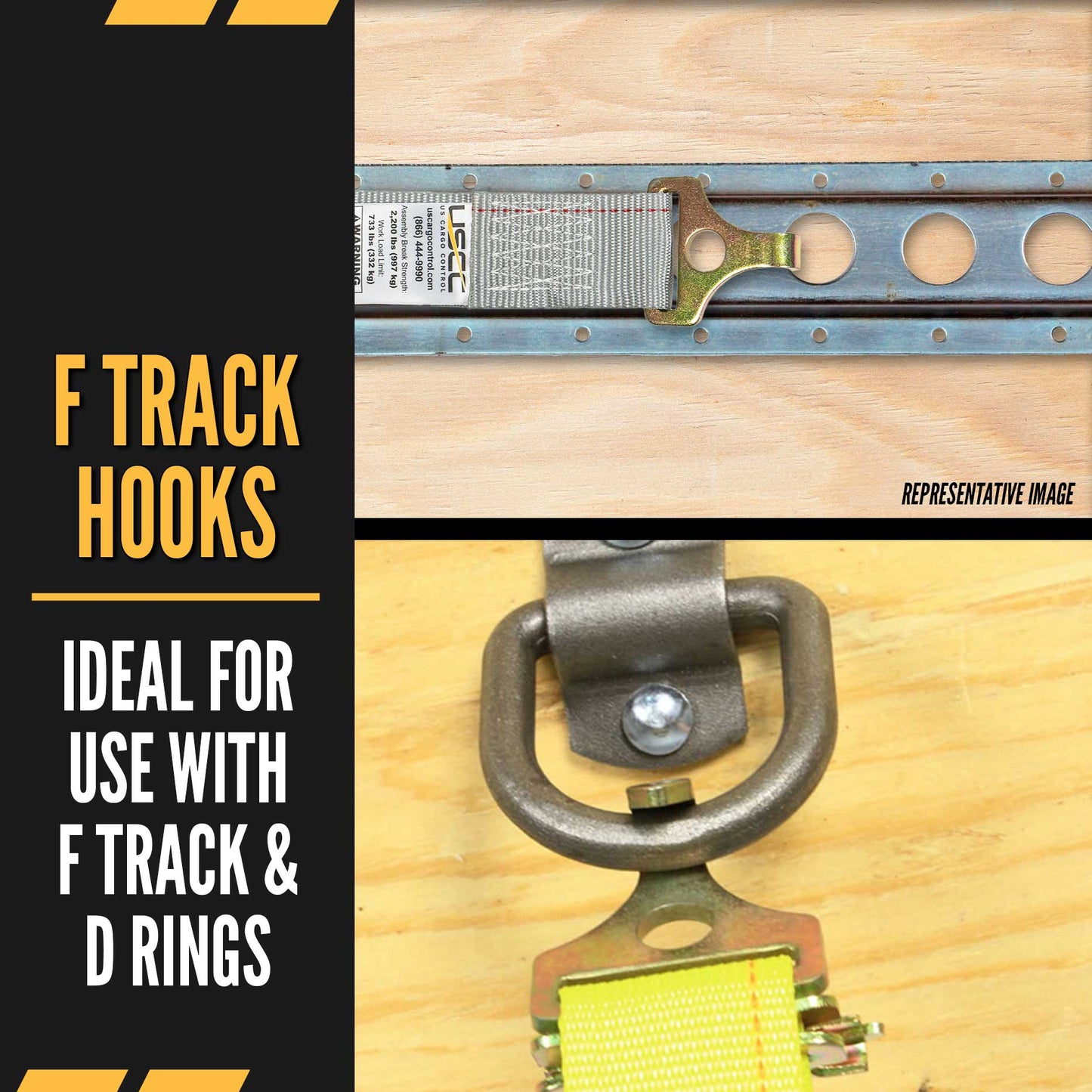 20' ratchet strap -  f track hooks are ideal for use with F track and D rings