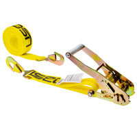 20' ratchet strap -  2" yellow twisted flat snap hook ratchet strap