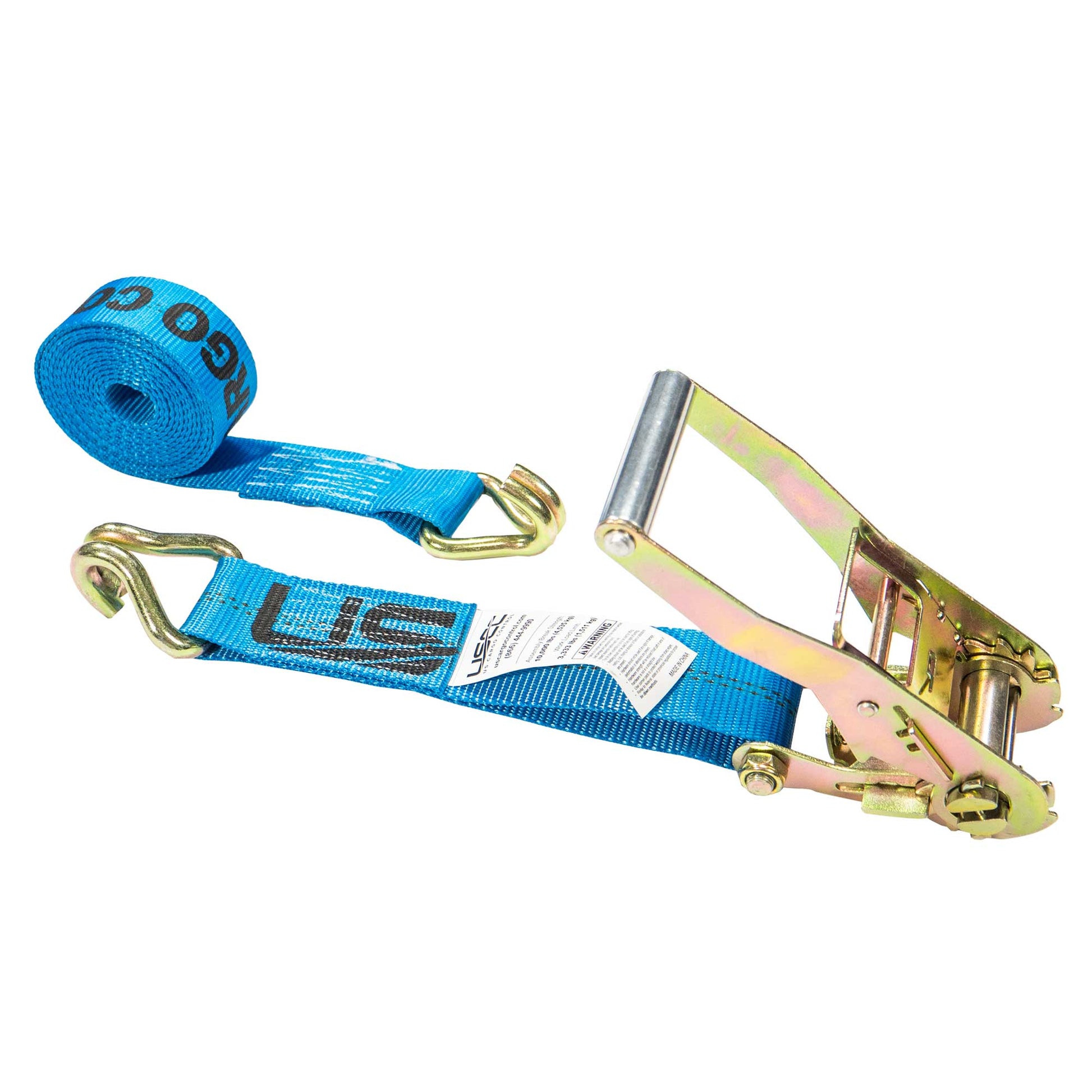 18' ratchet strap -  2" blue wire hook ratchet strap