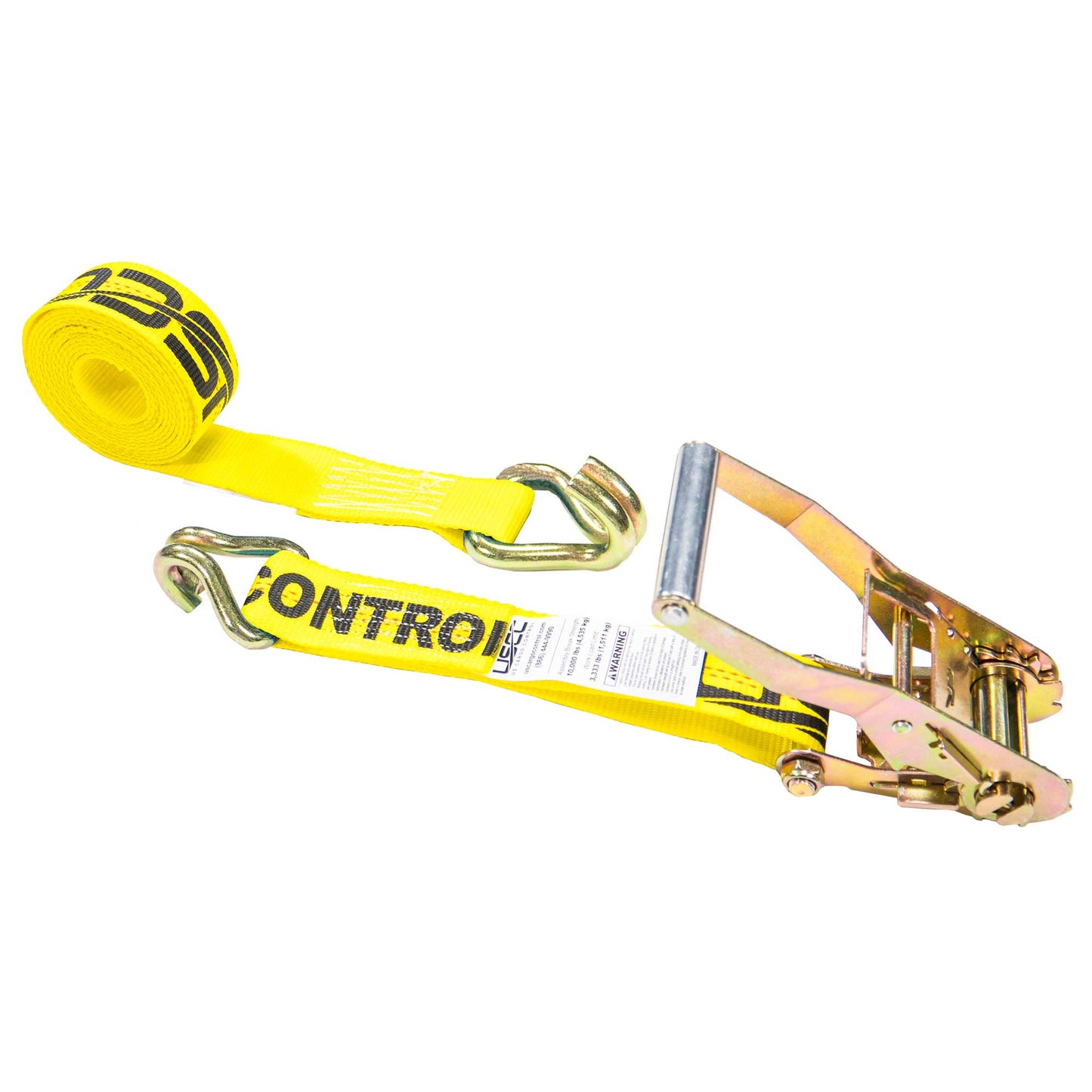 12' ratchet strap -  2" yellow wire hook ratchet strap