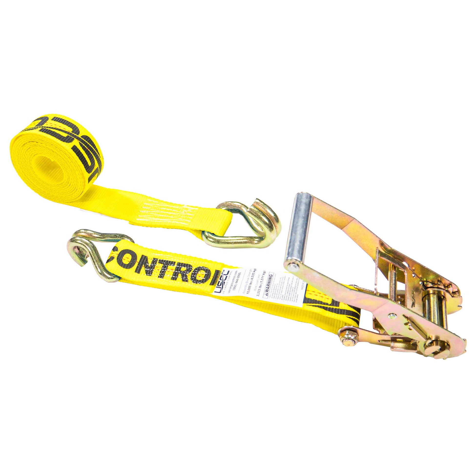 27' ratchet strap -  2" yellow wire hook ratchet strap