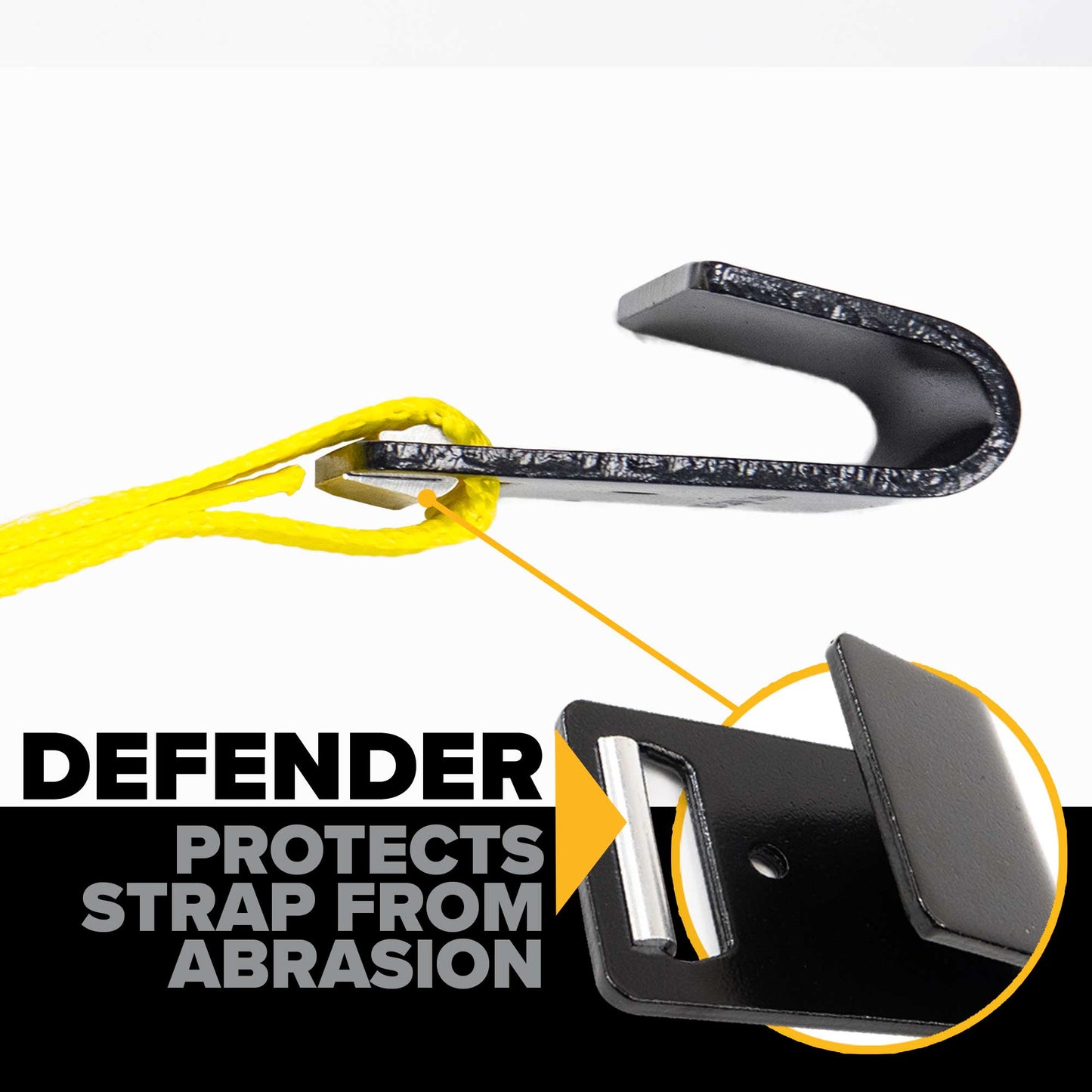 11" replacement for ratchet strap -  flat hook defender protects strap from abrasion