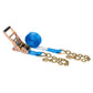 2" x 27' Gear-Driving Reverse-Action Ratchet Strap with Chain Ends | Blue