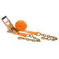 2" x 30' Gear-Driving Reverse-Action Ratchet Strap with Chain Ends | Orange