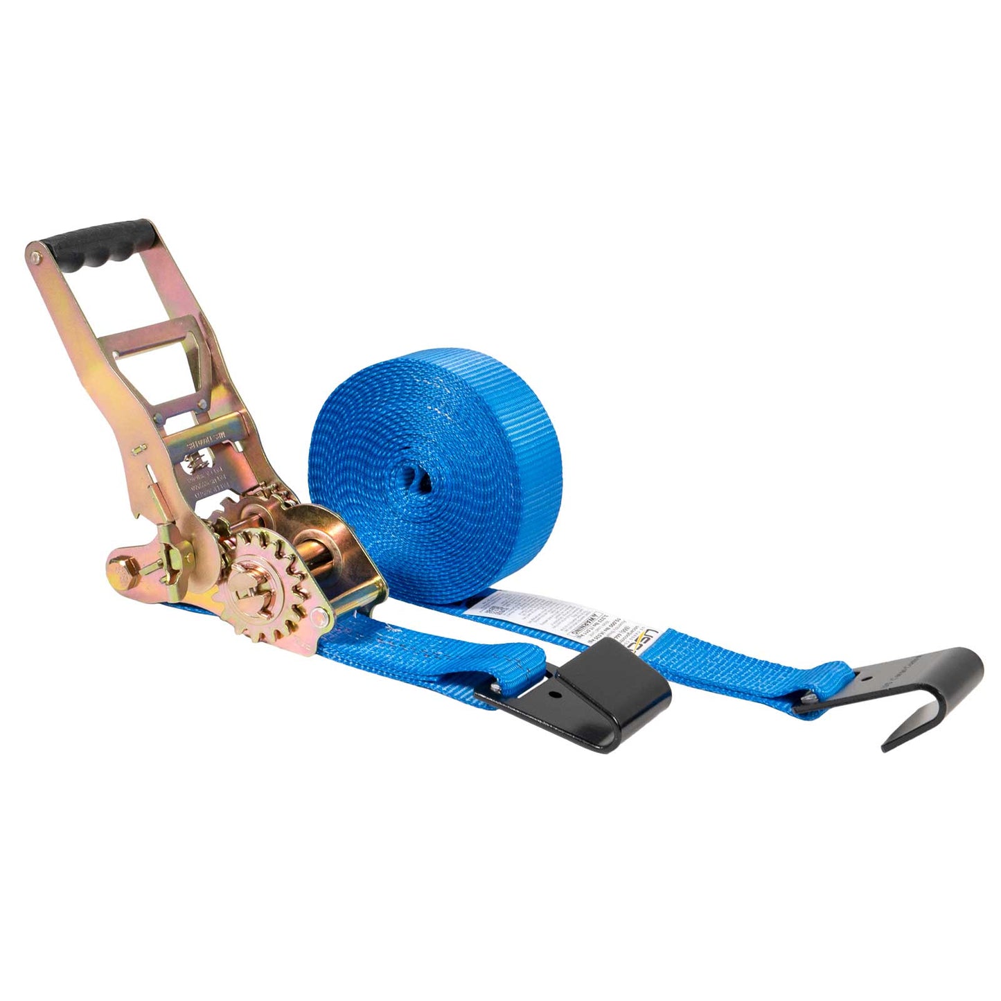 2" x 12' Gear-Driving Reverse-Action Ratchet Strap with Flat Hooks | Blue