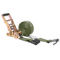 2" x 12' Gear-Driving Reverse-Action Ratchet Strap with Flat Hooks | Olive Drab