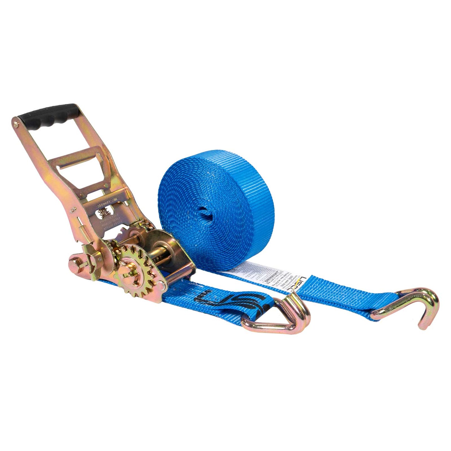 2" x 24' Gear-Driving Reverse-Action Ratchet Strap with Wire Hooks | Blue