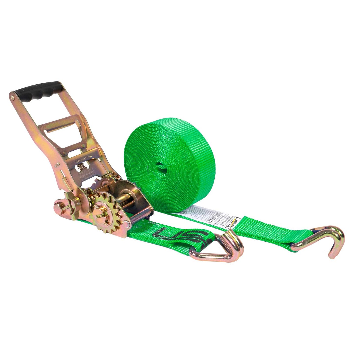 2" x 24' Gear-Driving Reverse-Action Ratchet Strap with Wire Hooks | Green