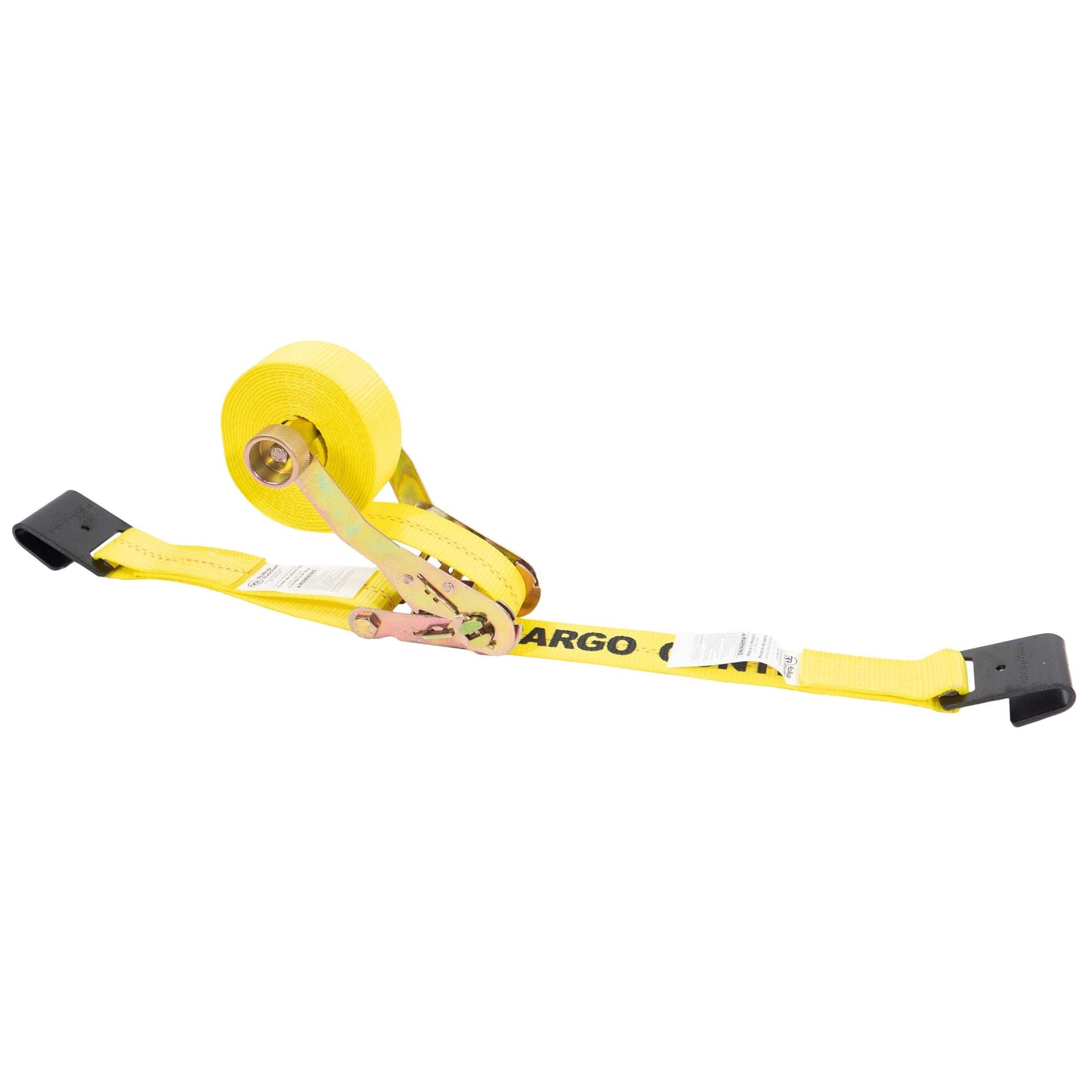 2" x 18' Rollup Ratchet Strap With Flat Hooks | Yellow