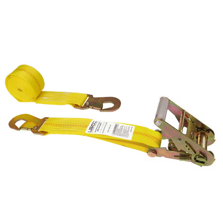 8' ratchet strap -  2" yellow car tie down ratchet strap with flat snap