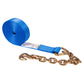 50' winch strap -  2" blue chain end winch strap