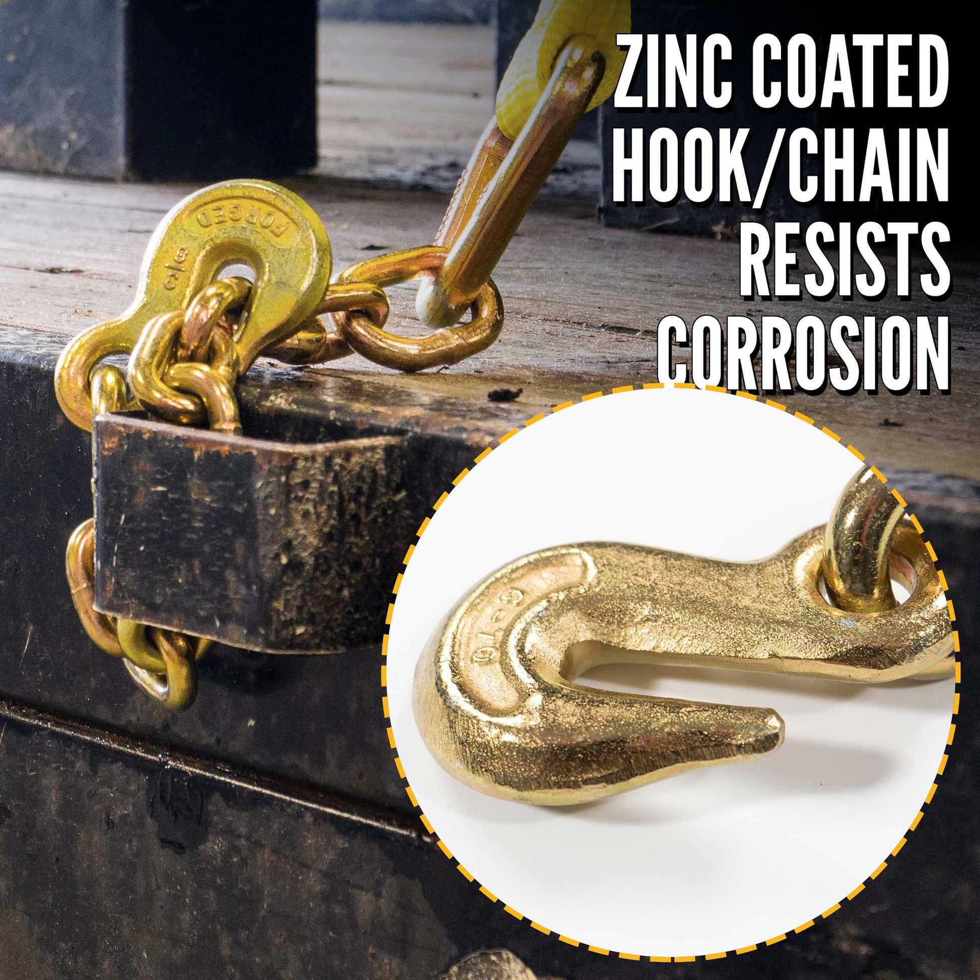 40' winch strap -  zinc coated hardware resists corrosion