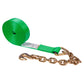 20' winch strap -  2" green chain end winch strap