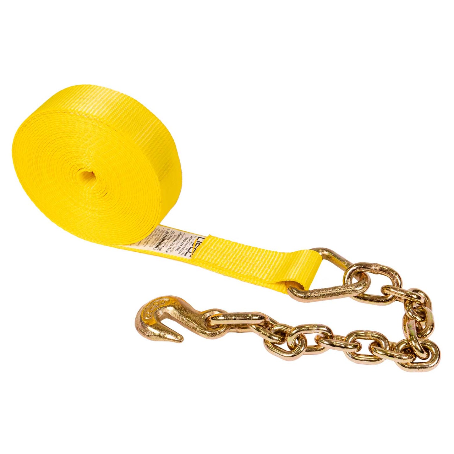 40' winch strap -  2" yellow chain end winch strap