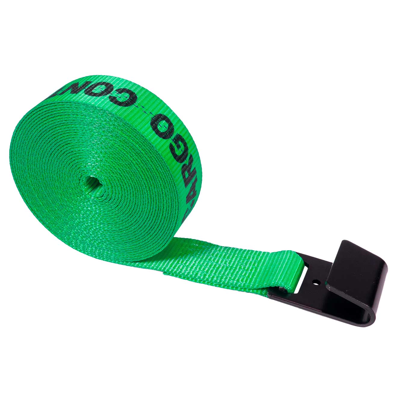 27' winch strap -  2" green flat Hook winch strap