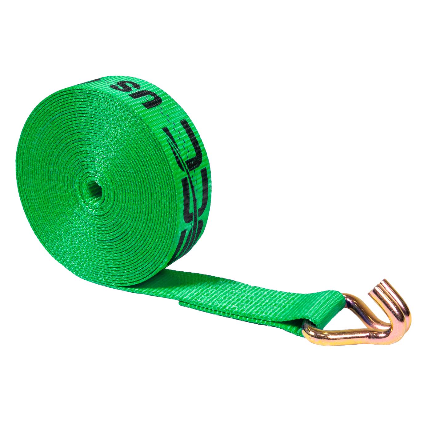 30' winch strap -  2" green wire hook winch strap