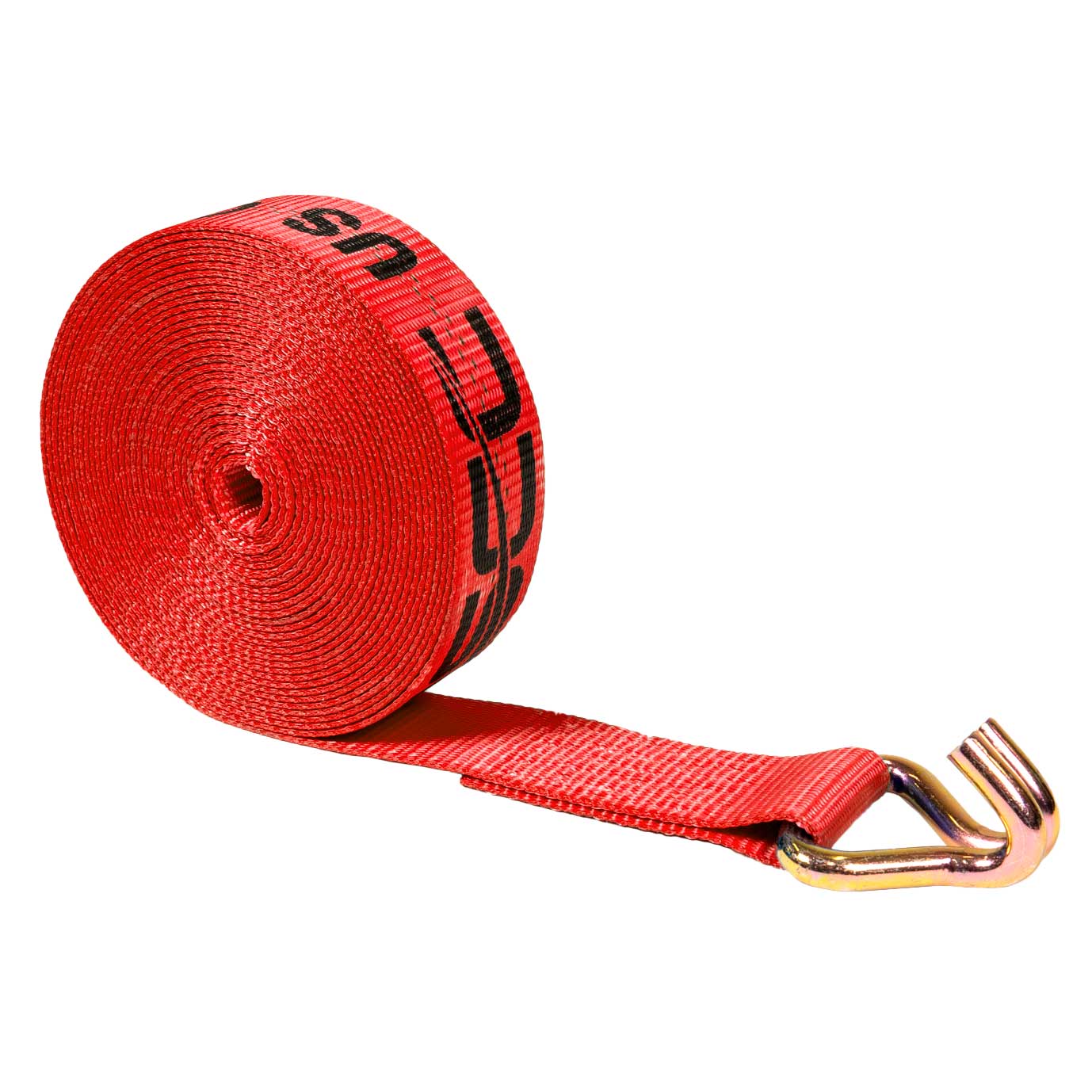 20' winch strap -  2" red wire hook winch strap