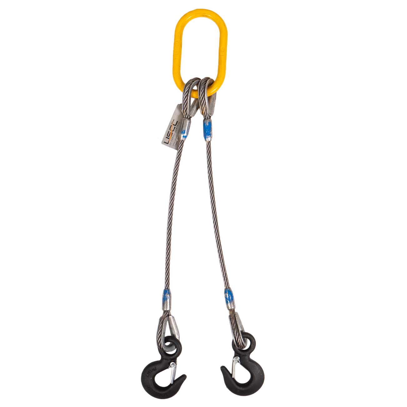 16' 3/8"  2-leg wire rope slings with eye hooks