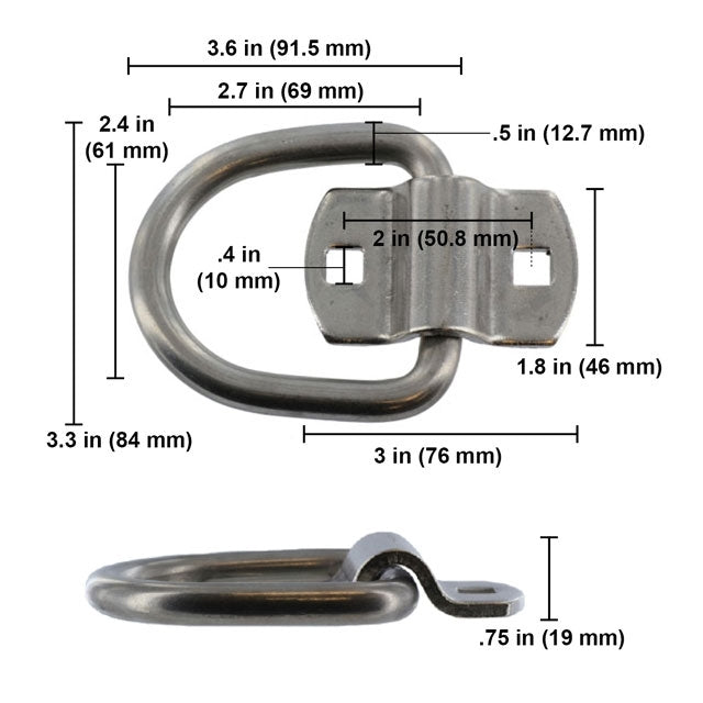 10-Pack 2-5/16" D-Ring with Mounting Bracket | Zinc-Plated - 12,000 lbs. BS