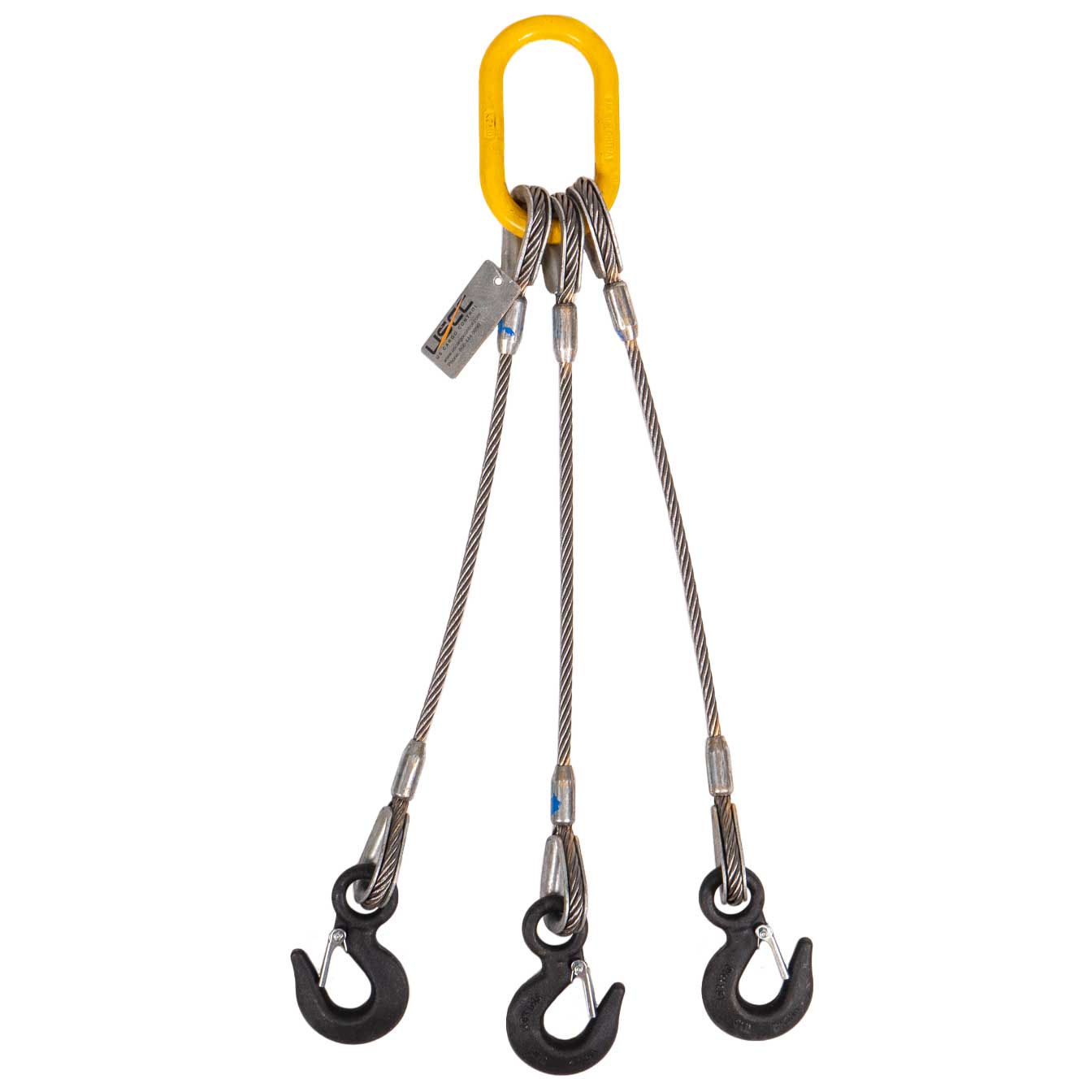 18' 3/8"  3-leg wire rope slings with eye hooks