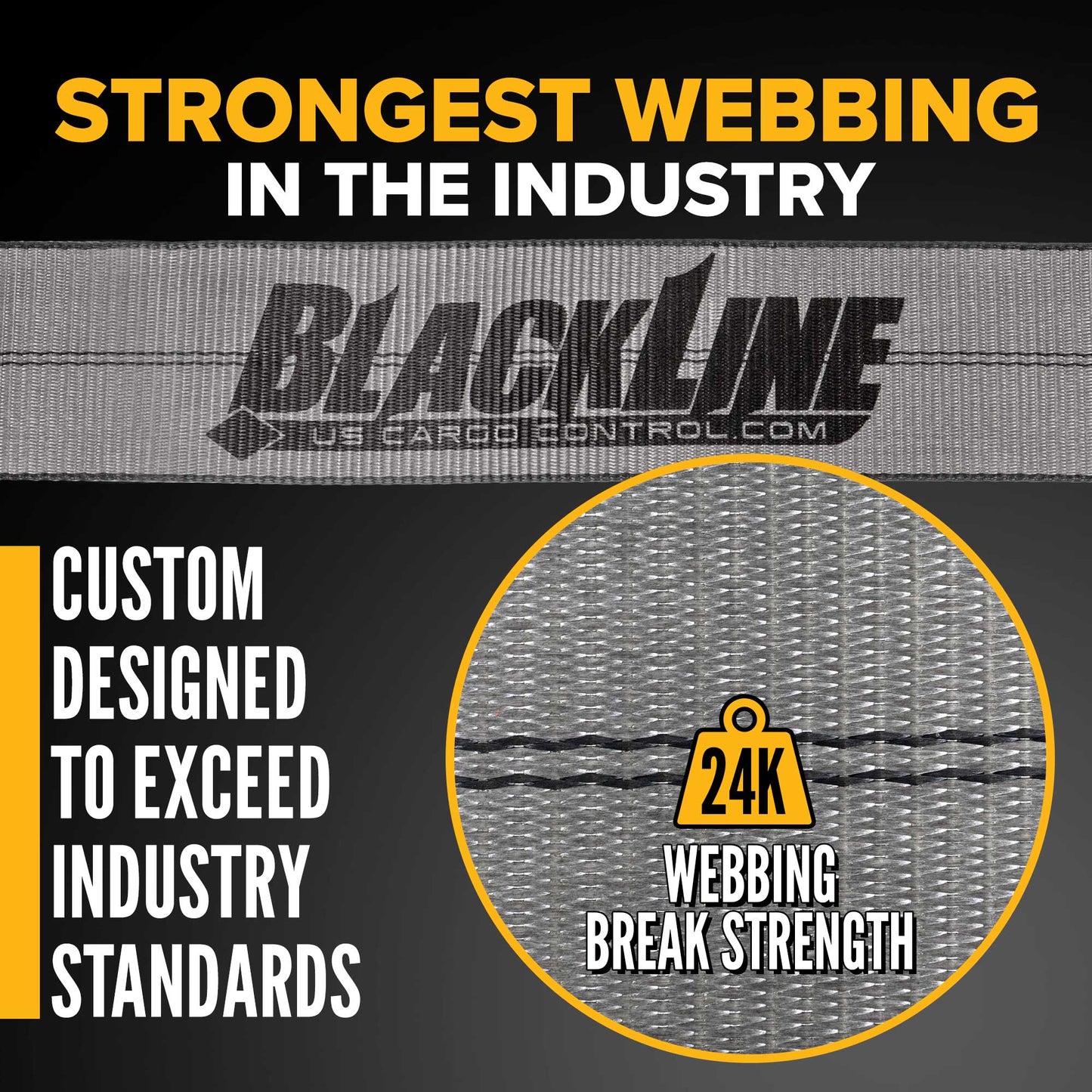 BlackLine 4" x 5' Roll Off Container Strap with Sewn Loop