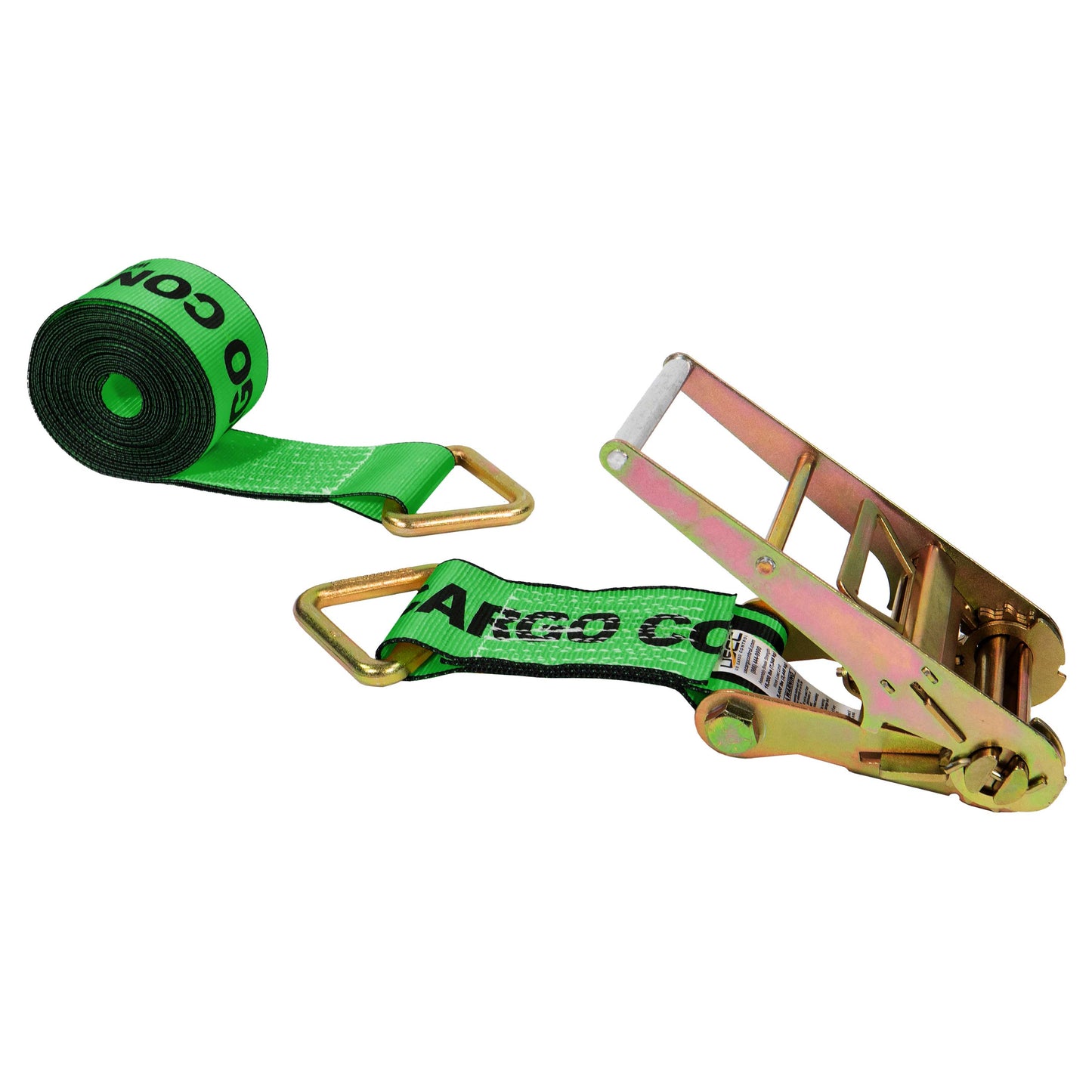 30' 4" heavy-duty green D ring ratchet strap