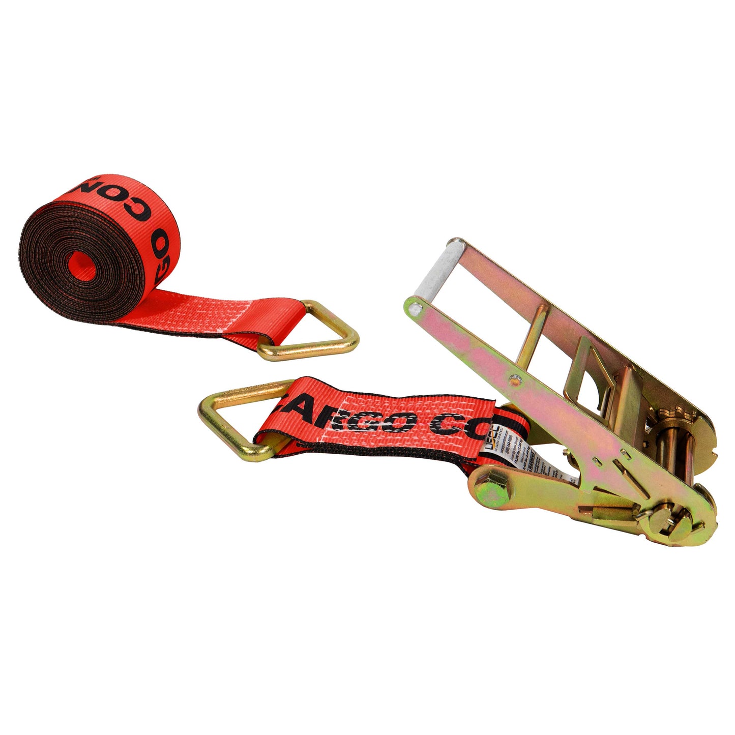 27' 4" heavy-duty red D ring ratchet strap