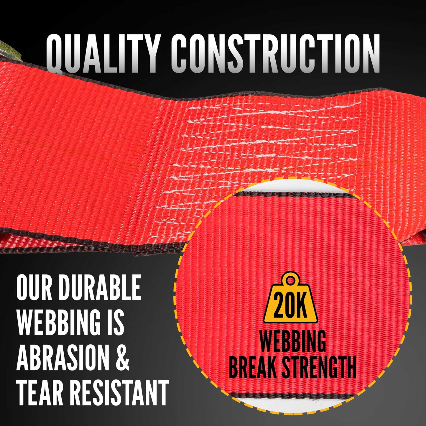 27' 4" ratchet strap webbing quality