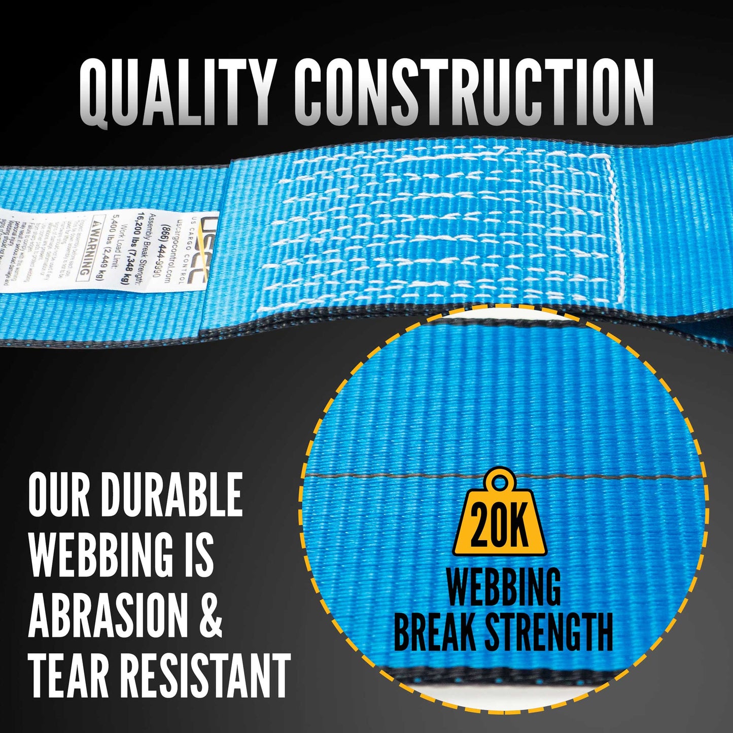 27' heavy duty 4" ratchet strap webbing quality