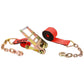 40' 4" heavy-duty red chain extension ratchet strap