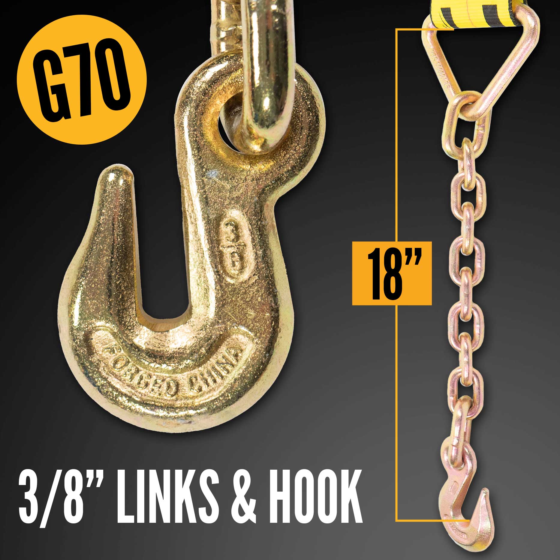 4) 2 x 30' Ratchet Straps w Chain end Grab Hooks Trailer Stake Pocket Tie  Down