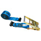 27' 4" heavy-duty blue flat hook ratchet strap